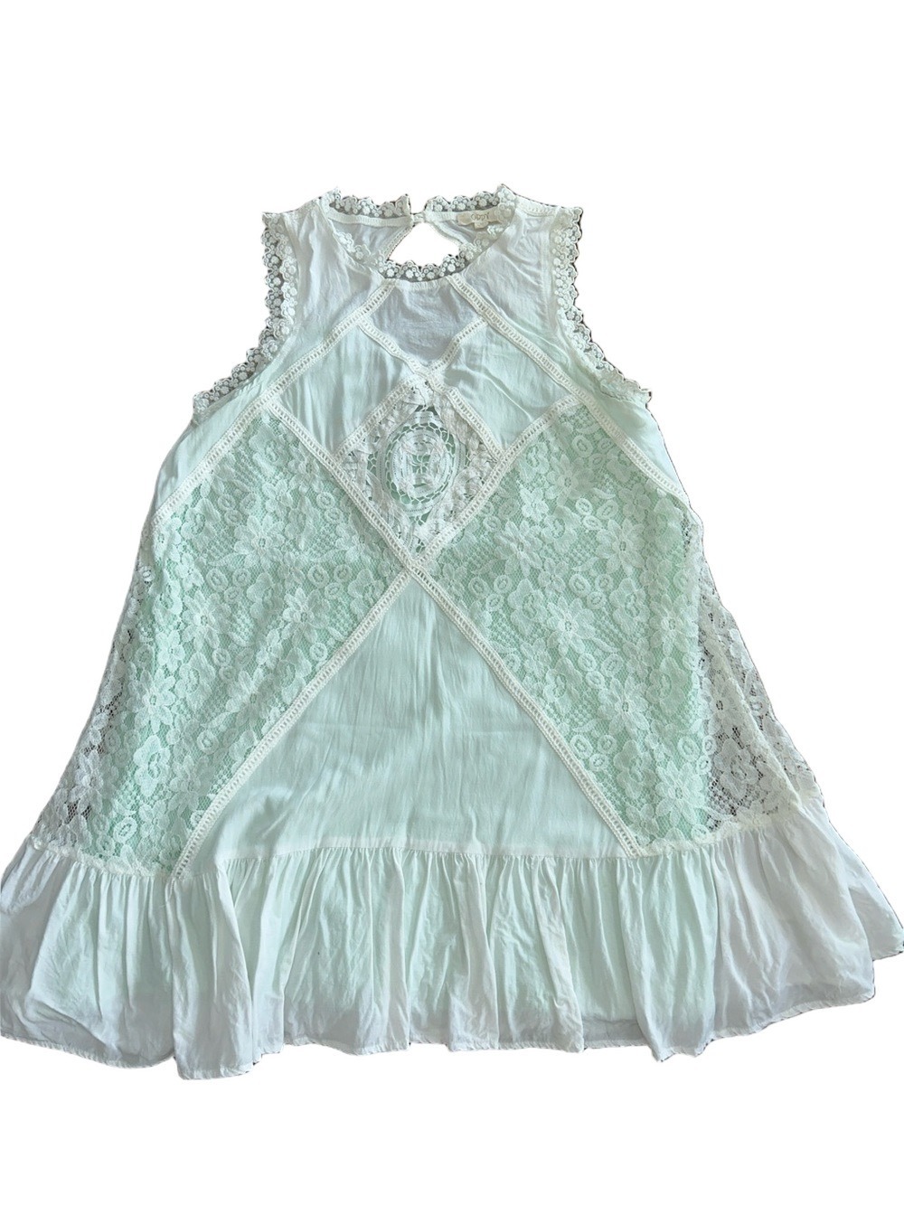 Ivory Lace Boho Slip Dress: Size Medium